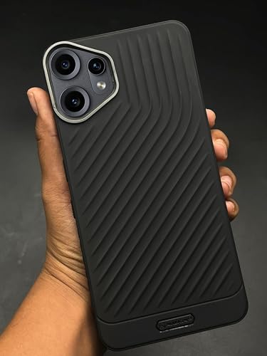 Image of NIUKIN Ripple Wave Soft Mobile Back Case for CMF by Nothing Phone 2 Pro 5G | Camera Ring | Shockproof Cover | Black