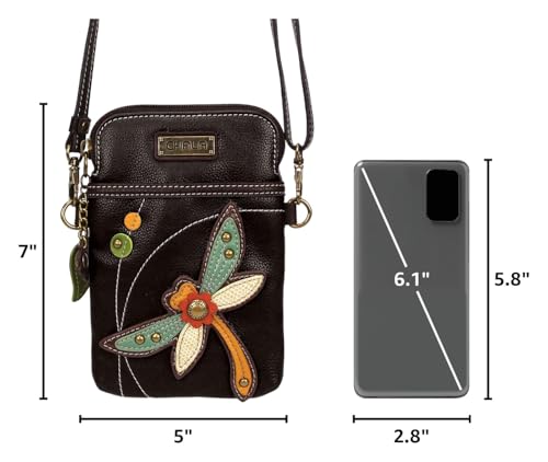 Image of CHALA Garden Animal Collection Cell Phone Crossbody Purse-Women PU Leather /Canvas Multicolor Handbag with Adjustable Strap