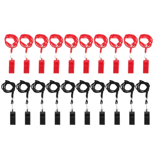 Set de 20 silbatos deportivos de plástico con cordones miniatura 1