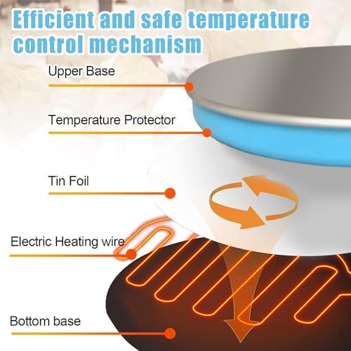 Heated Poultry Waterer, Thermostatically Controlled Heated Chicken Waterer, All in One Heated Chicken Waterer Heated Poultry Fountain with Leg Support Constant Temperature (9.8in Heater) - 5