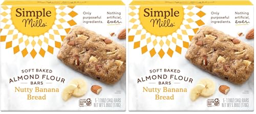 Image of Simple Mills Nutty Banana Bread Soft Baked Almond Flour Bars,5.99 OZ,(Pack of 2)