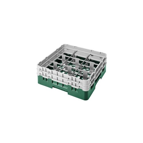 Cambro Camrack 9 Comp Full Size Glass Rack w/ 2 Extenders, Sher Green - Case = 4