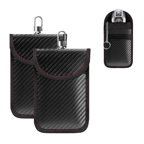 povtii Faraday Pouch for Car Key, RFID Signal Blocking Anti-Theft Key Faraday Bag, Carbon Fiber Car RFID Signal Blocking Holder, Car Accessories (2 PCS, Medium)