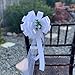 White Pull Bows with Tulle Tails and Rosebuds - 8