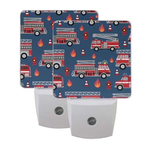 BOENLE Fire Trucks Night Lights 2 Pack Plug-in...