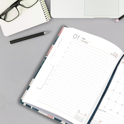 Image of A5 Size Hard Bound 1 Day To A Page Format New Year Executive Daily Planner 2026 Diary with Month Cut Index and Bookmark I Diary 2026 For Girls Women I 344 Pages I 21x15 Cm