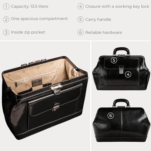 Image of Time Resistance Leather Doctor Bag - Top Handle Bag - Medical Briefcase - Gladstone Handbag