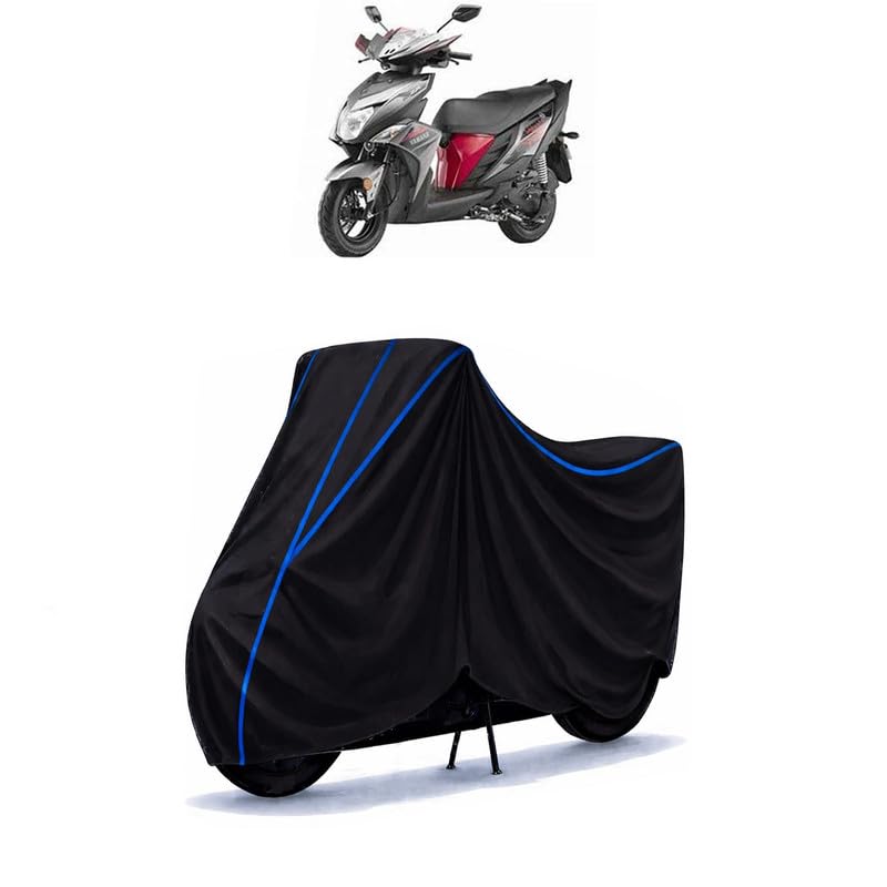 Image of Scooty Cover Water Resistant for Ray ZR 125 FI street | Universal Scooter & Bike Cover | Heavy Duty UV Dust, Rain & Scratch Protection | Elastic Fit All Weather Indoor Outdoor | Black with Blue Piping