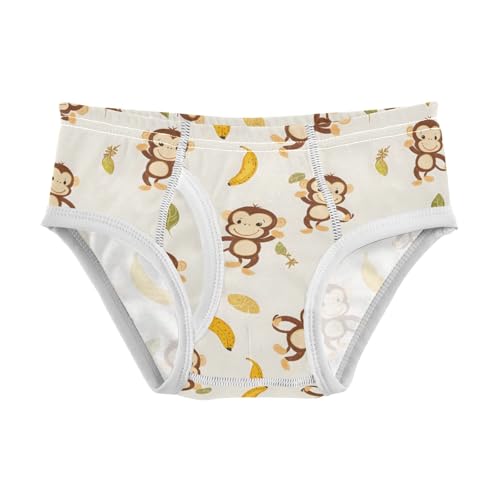 Monkeys Bananas Pattern Boys' Underwear 100% Cotton Boys' Briefs Soft Toddler Underwear