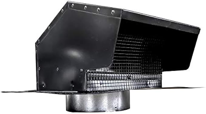 Builder's Best 84035 Galvanized Steel Roof Vent Cover with Damper and Removable Screen, 4" Diameter Collar, Black (New for 2021)