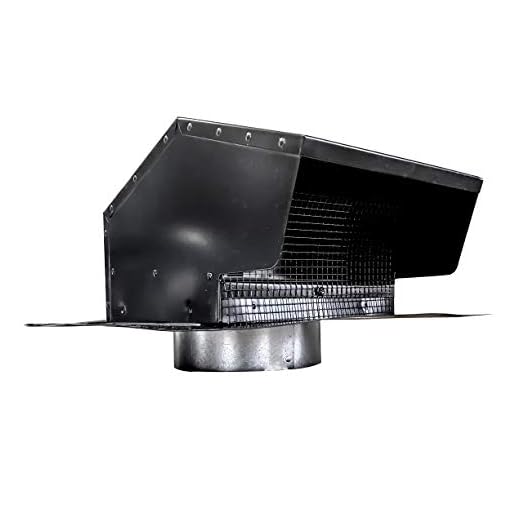 Builder's Best 84035 Galvanized Steel Roof Vent Cap with Damper & Removable Screen, 4" Diameter Collar, Black (New 2021)