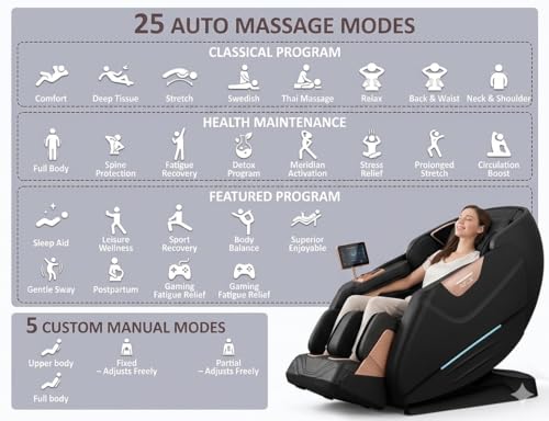 Image of 5D Zero Gravity Full Body Massage Chair for Home with AI Smart Body Scan Zero Gravity Recliner Full Body Deep Tissue Massage Heat Therapy Bluetooth Speakers 5 Year Warranty