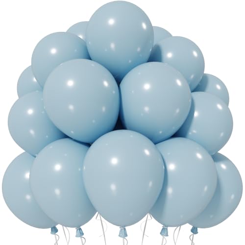 Image of Jobkoo Dusty Blue Balloons 12 Inch, 50 Pcs Pale Aqua Muted Latex Balloon