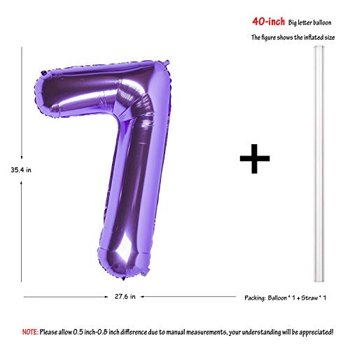 Image of 40 Inch Purple number Helium Foil Birthday Party Digit Balloons (Purple 7)