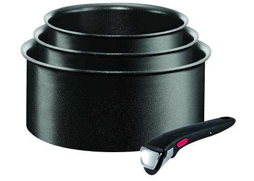 Tefal Ingenio Lot de 4 poêles/casseroles avec Manche Amovible Compatible Induction Noir