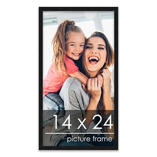 Poster Palooza 14x24 Contemporary Black Wood Picture Frame - UV Acrylic, Foam Board Backing, & Hanging Hardware Included!