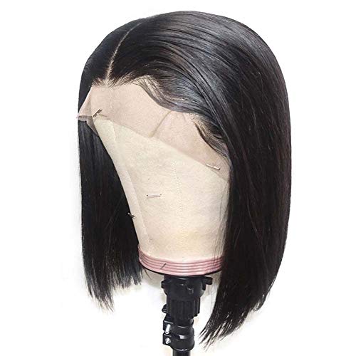 13 x 3" Lace Front Wig Black Color Short Bob Wigs For Women Synthetic Hair Straight Wigs 150% Density Lace Frontal Wig Pre Plucked Free Part Wigs (12 inches)