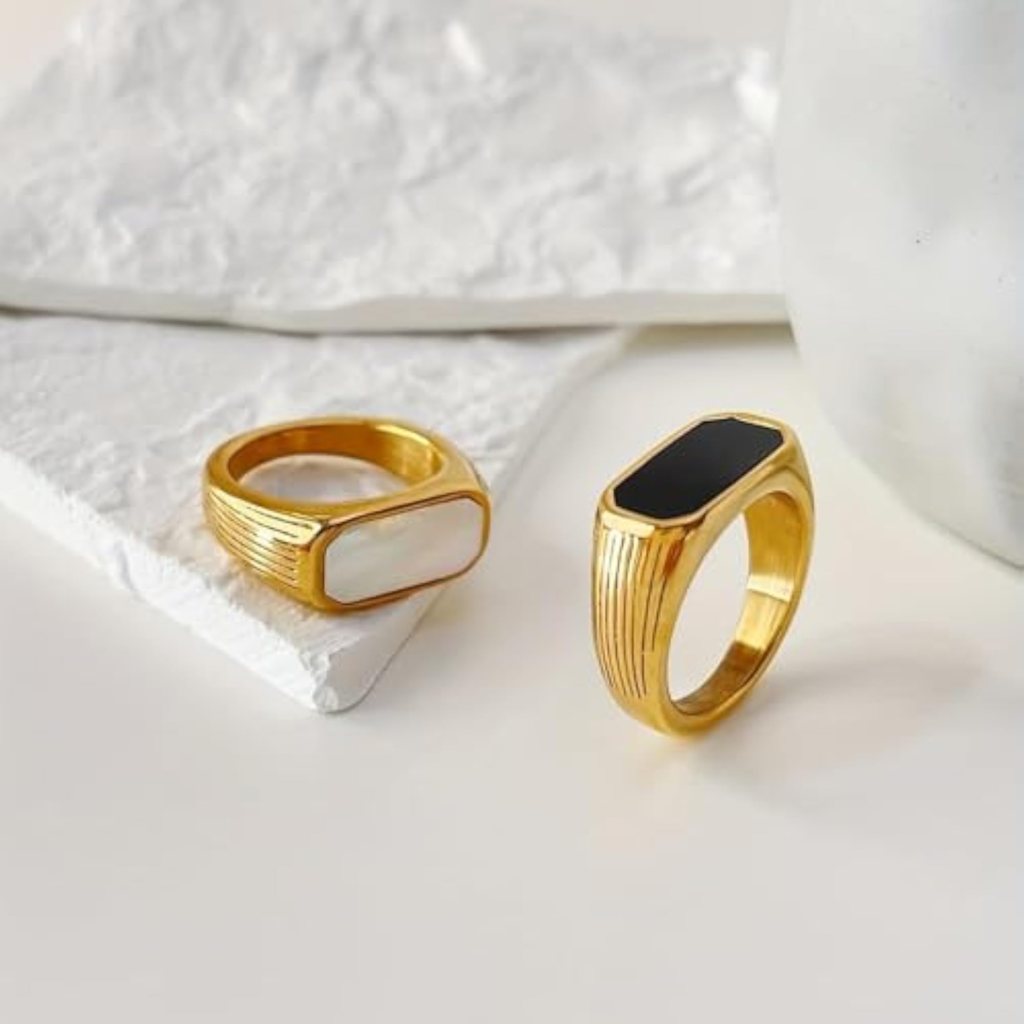 Onyx Signet Band Plated Finger Ring Jewelry