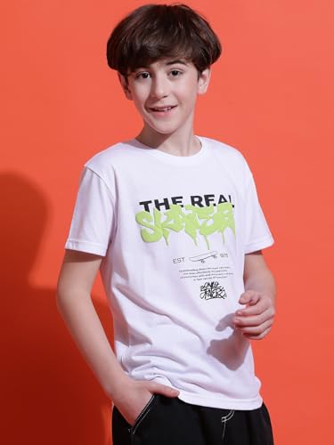 Image of Li'l Tomatoes Boys Cotton T-Shirt | Graphic Printed Half Sleeve Casual Summer Wear | Soft & Breathable | 9-16 Years