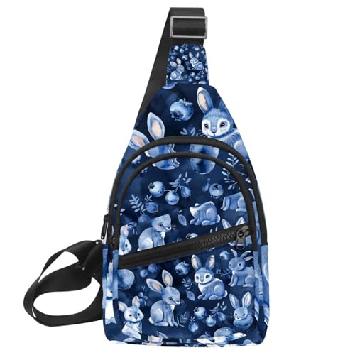 Mochila cruzada ligera para viajar y correr riñonera cómoda Blueberry Rabbits para deporte