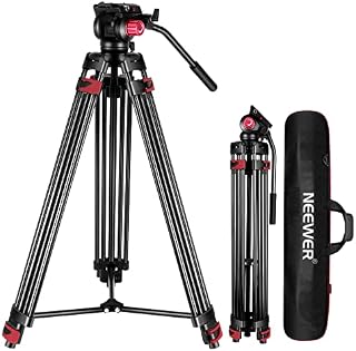 NEEWER 79"/200cm Video Tripod, Heavy Duty Aluminum Alloy Camera Tripod Stand with 360° Fluid Drag Head, QR Plate Compatible with Canon Nikon Sony and Other DSLR Camera Camcorder, Load Up to 17.6lb/8kg