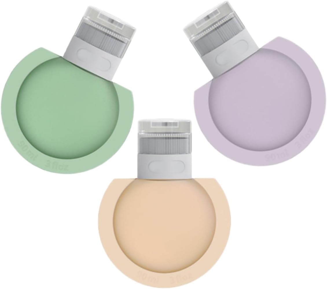 3pcs Travel Size Bottles 90ml Lightweight Refillable Silicone and Pp Toiletry Containers for Outdoor Travel and Business Trips Random Color