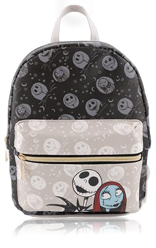 Disney Nightmare Before Christmas Backpack for Men Women Unisex | Cute PU Leather 10 Jack Skellington Mini Backpack Purse Shoulder Purse | Jack and Sally Bag and Jack and Sally Accessories