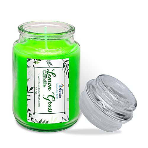 Home Genie Scented Candles | Glass Jar Candles Scented | For Home, Office, Personal Use, Etc | Scented Candles - 160 Gm Each (Lemongrass Fragrance) - Burning Time - 72 Hours #TOP11