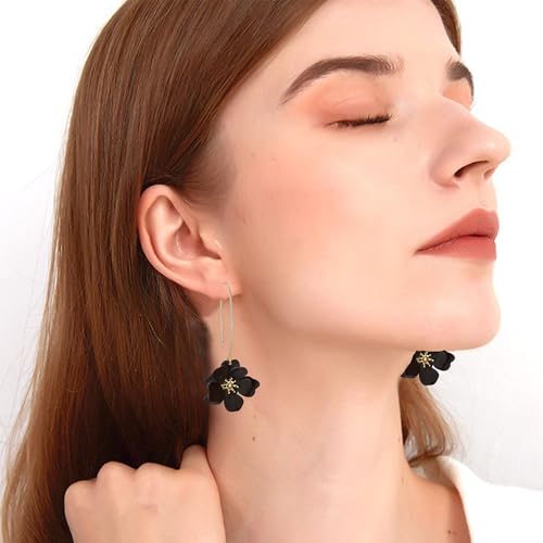 Anmpab Bohemian Matte Flower Dangle Drop Earrings floral Stud Earrings For Women Statement Wedding Holiday Jewelry3