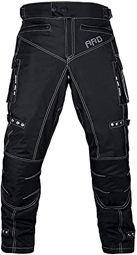 ARD Motorcycle Pants Men Biker Dual Sport Motorbike Waterproof, Windproof Riding Pants All-Weather, Removable CE Armored (30W×34L) Black