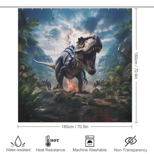 Rideau de douche dinosaure en polyester résistant pour la maison - 4