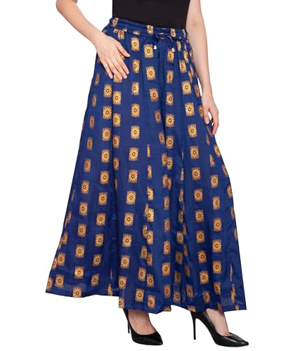 Image of TNQ Full Flared Cotton Palazzo Pants || Gold Print Printed Sharara Garara || Ethnic Or Casual Wear