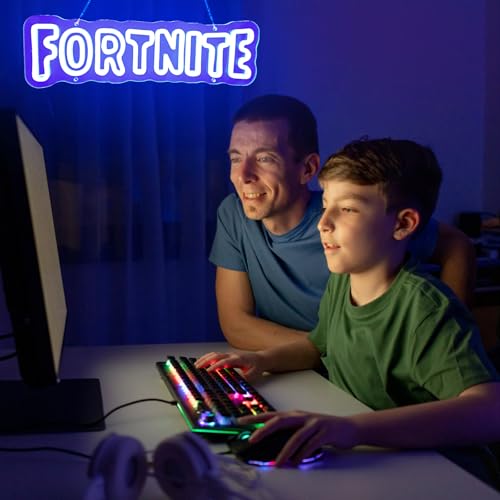 Image of Gamer Neon Sign, Shooting Game Neon Signs for Wall Decor - 10 Level Bright Blue LED Light, Gaming Room Decor for Teen Boys Gift Ideas, 16.93x5.07in Acrylic, USB Powered, Perfect Gifts for Game Fans