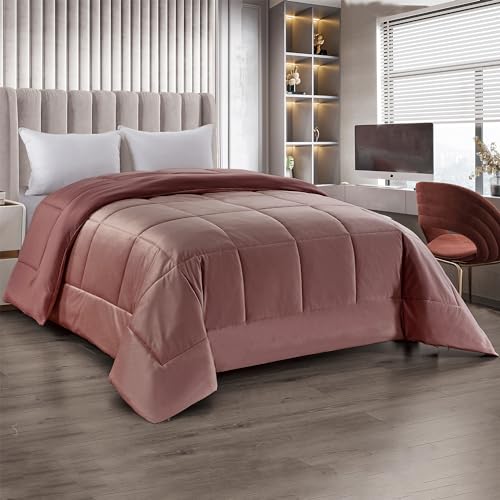IlGruppone Trapunta Matrimoniale Velluto Piumone Invernale 625 Gr/Mq Piumino Caldo Due Piazze Inverno Coperta Duck Friendly (Rosa Antico)