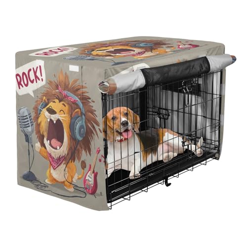 aidingzhi Crate Covers for Dogs Pets Kennel Cover Rollers Shades 48 Inch - Cartoon Rock Lion