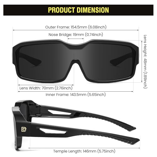 Image of DUCO Sports Polarized Fit Over Sunglasses for Men Women Wrap Around Wear Over Glasses for Cycling Fishing