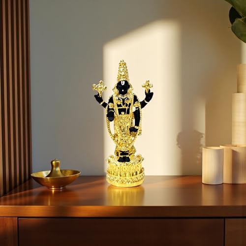 Image of S2S Gold Plated Premium Balaji Statue for Car Dashboard, Pooja Room & Home Decoration | Decorative Idol for Gifting & Spiritual Decor