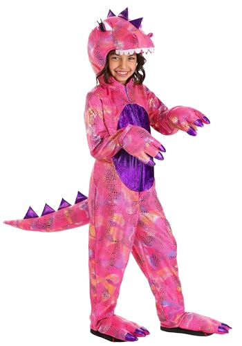 Disfraz de dinosaurio rosa para niña talla mediana
