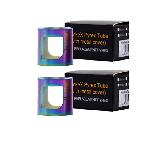 2 Pack of Aspire Pockex Glass with Metal Cover (Rainbow) for Aspire Pockex Kit -Nicotine Free
