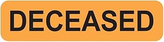 Deceased Label 1-1/4" x 5/16" Fluorescent Orange/Black, Chart Filing Indicator, Permanent Adhesive, 500 Stickers/Box, Doctor Stuff
