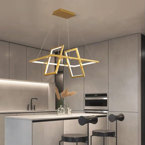 Lustre moderne carré cube LED suspension salon plafonnier salle à manger métal
