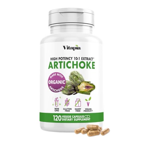 Vitapia Organic Artichoke Extract Supplement - Liver Cleanse Detox & Repair Liver Health Digestion Antioxidant Support - 120 Vegan Capsules Non GMO Gluten Free