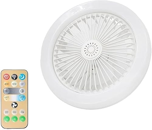Ventilador Lâmpada De Teto Ajustável Luz Led Baixo Ruído E27 Com Controle 3 Velocidades De Vento e D