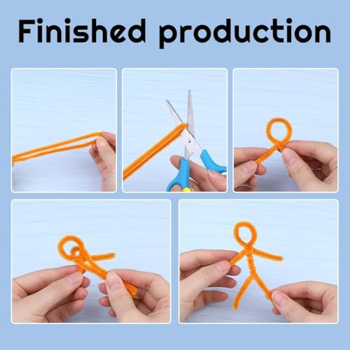 Image of 100Pcs Pipe Cleaners Craft Set | Chenille Stem Fuzzy Sticks DIY Craft Supplies for Art Projects Activities, Decorations, Flower Making, Modeling & Sculpting (Light Orange)