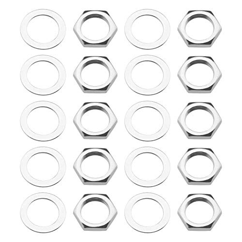 eMagTech 30 Pairs Guitar Input Jack Socket Nuts Washers Set Guitar Pots Nuts Potentiometer Hex Nut And Washers Guitar Parts for Electric Guitar Bass M9