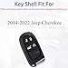 SUPALAND Key Fob Shell Case Replacement for Jeep Cherokee 2014 2015 2016 2017 2018 2019 2020 2021 2022 Keyless Entry Remote Start Control GQ4-54T 5 Button with Keycain