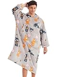 Dreamique Wearable Blanket Hoodie, Oversize Sherpa Fleece Hooded Blanket for Adult and Kids, Cozy Sweatshirt with Pockets, Pets Sweaters, Gifts for Women, Men(Teddy Bear, Adult Long)