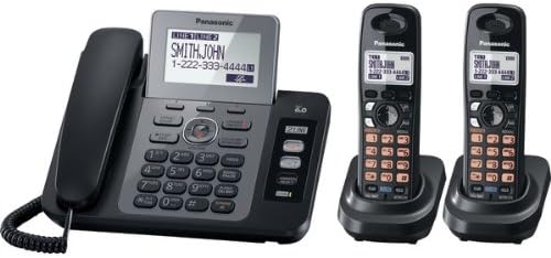 AWM Panasonic Kx-Tg9472B Dect 6.0 Two-Line Corded/Cordless Systems With Digital Answering System & Contact Sync (2-Handset System) - Dect Telephones