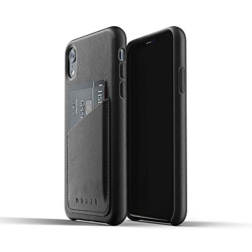 Mujjo Full Leather Wallet Case for iPhone Xr | Premium Genuine Leather, Natural Aging Effect | Leather Pocket for 2-3 Cards, Wireless Charging