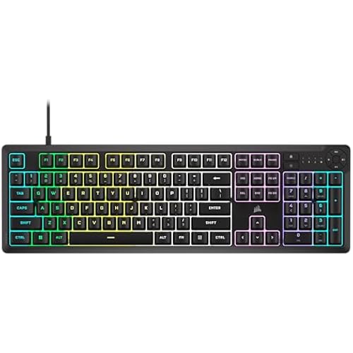 Corsair K55 CORE RGB Membrane Wired Gaming Keyboard – QWERTY US Layout – Quiet, Responsive Switches – Spill Resistance – Ten-Zone RGB – Media Keys – iCUE Compatible – PC, Mac – Black